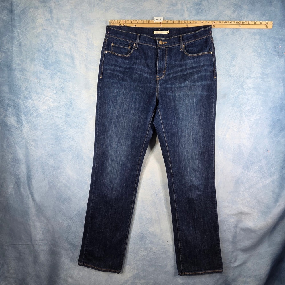 Levis‎ 505 Straight Leg Jeans Womens 14 Dark Wash Indigo Denim Mid Rise Classic